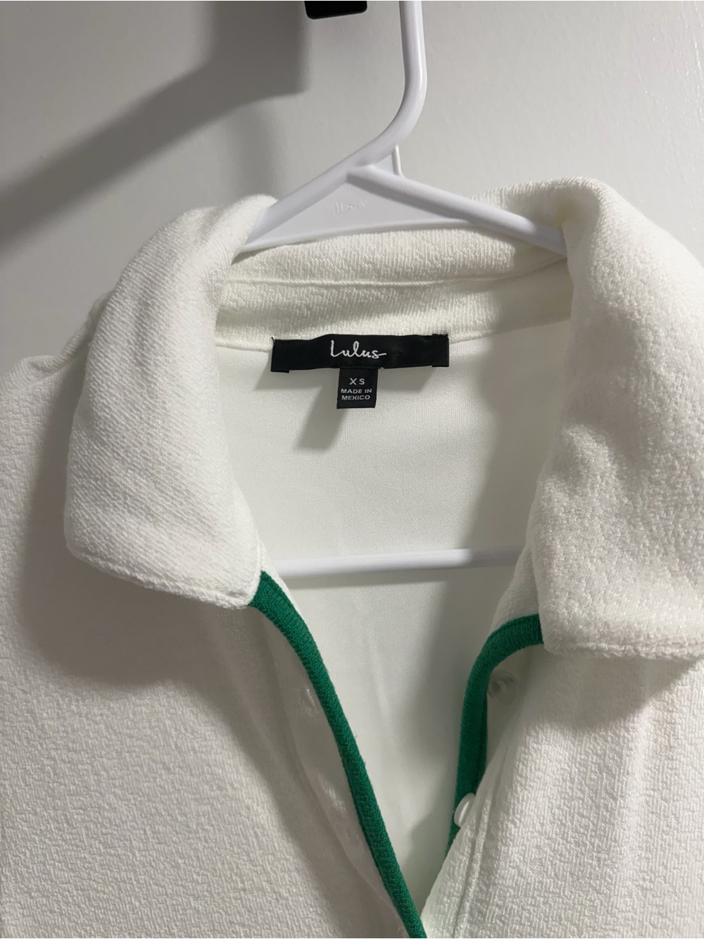 Lulus Inevitable Charm White and Green Terry Knit Collared Mini Dress - Picture 6 of 10